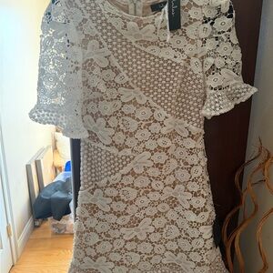Lulu's White Floral Lace Mini Dress